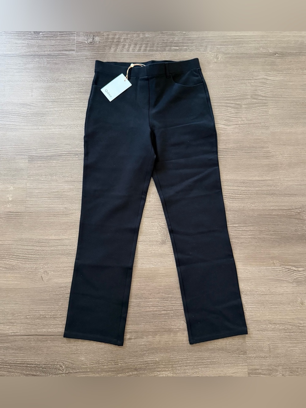 NWT Quince Ultra-Stretch Ponte Straight Leg Pants Black S Petite